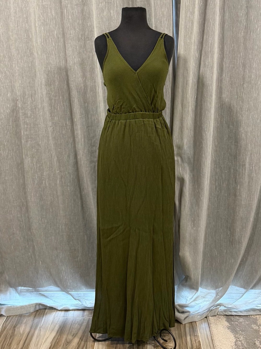 Lulu's Olive Green Strappy Backless Surplice Maxi Dress